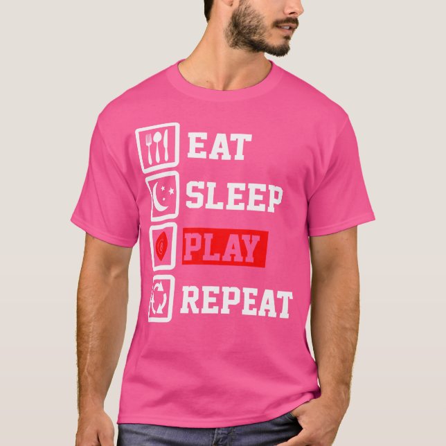 Eat Sleep Billiard Repeat Funny Billiard T-Shirt (Front)