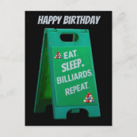 Eat sleep billiards repeat plastic sign green