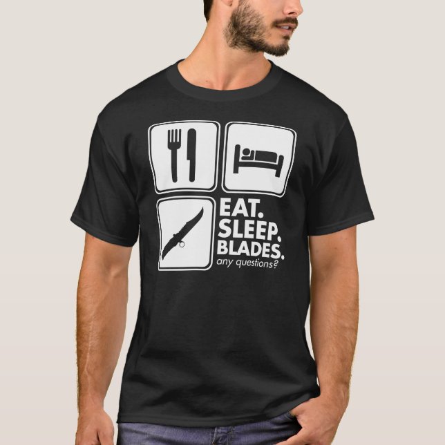 Eat Sleep Blades - White T-Shirt (Front)