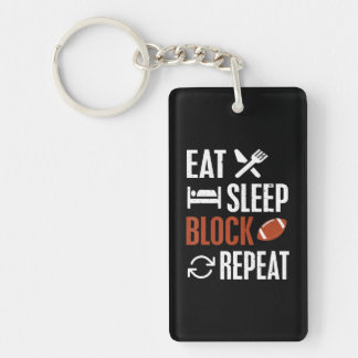 Eat Sleep Block Repeat Football Offensive Lineman Key Ring