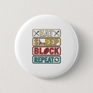 Eat Sleep Block Repeat Football Vintage Shirt Desi 6 Cm Round Badge