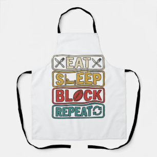 Eat Sleep Block Repeat Football Vintage Shirt Desi Apron