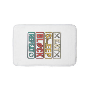 Eat Sleep Block Repeat Football Vintage Shirt Desi Bath Mat