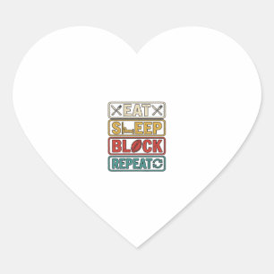 Eat Sleep Block Repeat Football Vintage Shirt Desi Heart Sticker