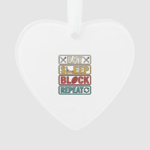 Eat Sleep Block Repeat Football Vintage Shirt Desi Ornament