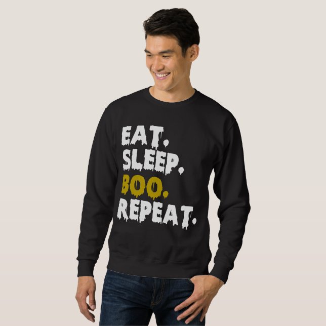Eat Sleep Boo Repeat - Funny Halloween 2022  Sweatshirt (Front Full)
