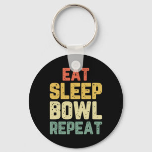 Eat Sleep Bowl Repeat Bowling Bowler Vintage  Key Ring