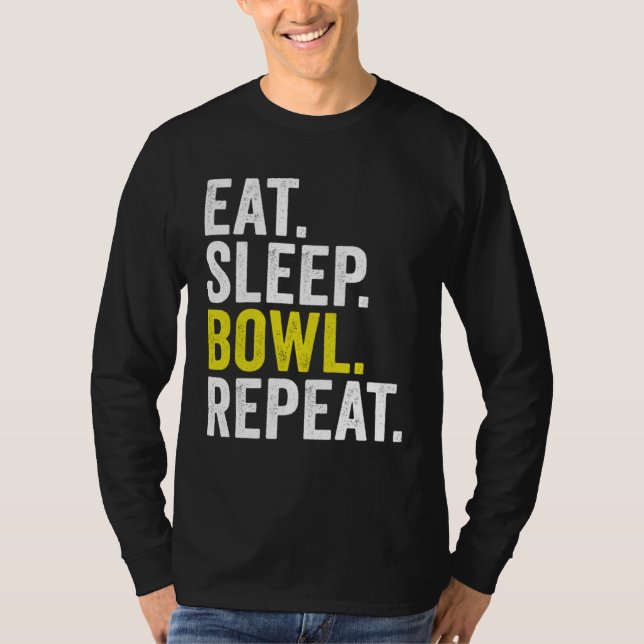 Eat Sleep Bowl Repeat Cricket Bowling T-Shirt (Front)