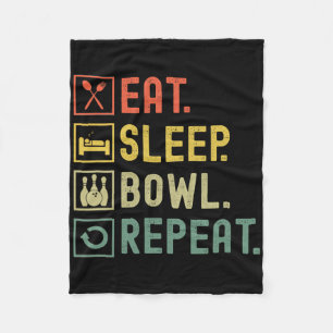 Eat Sleep Bowl Repeat Funny Bowling Bowler Fleece Blanket