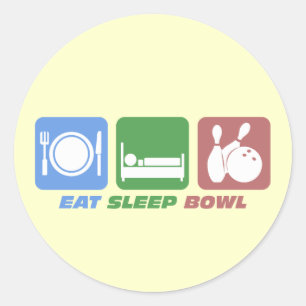 eat sleep bowling classic round sticker