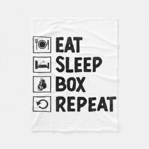 Eat Sleep Box Repeat Boxer Sports Strength Athlete Fleece Blanket