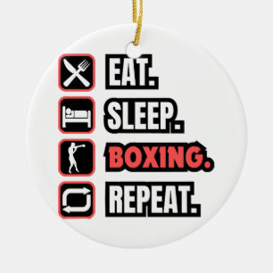 Eat Sleep Boxing Repeat Ceramic Tree Decoration