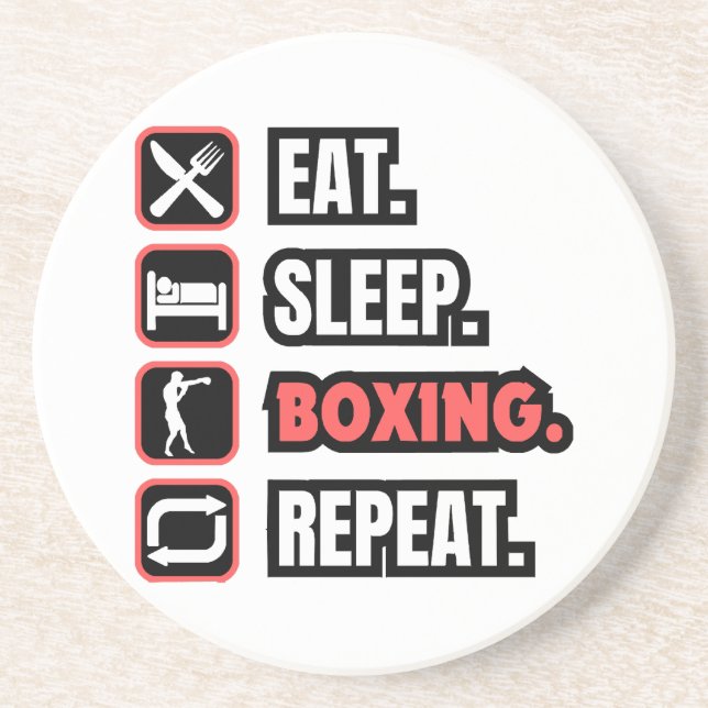 Eat Sleep Boxing Repeat Coaster (Front)