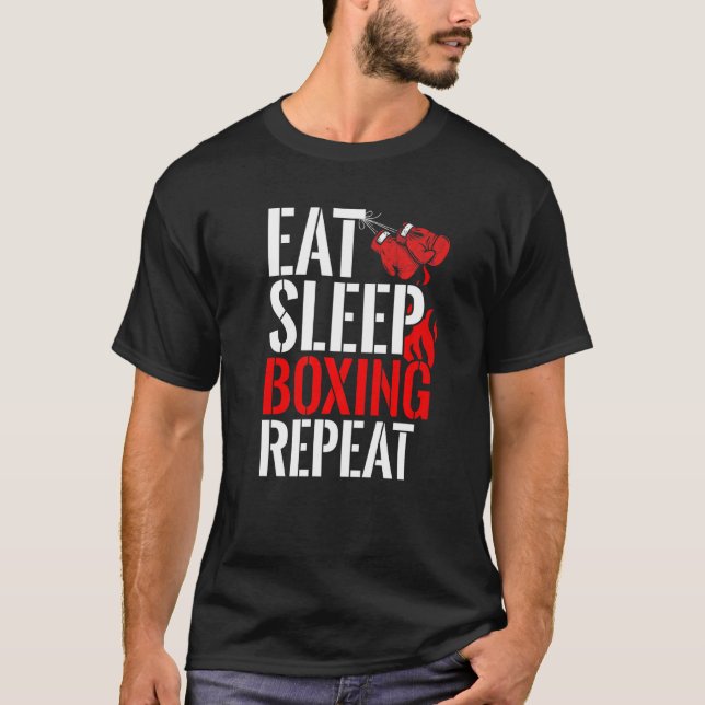 Eat Sleep Boxing Repeat Funny Boxing Coach Trainin T-Shirt (Front)