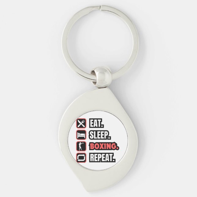 Eat Sleep Boxing Repeat Key Ring (Front)