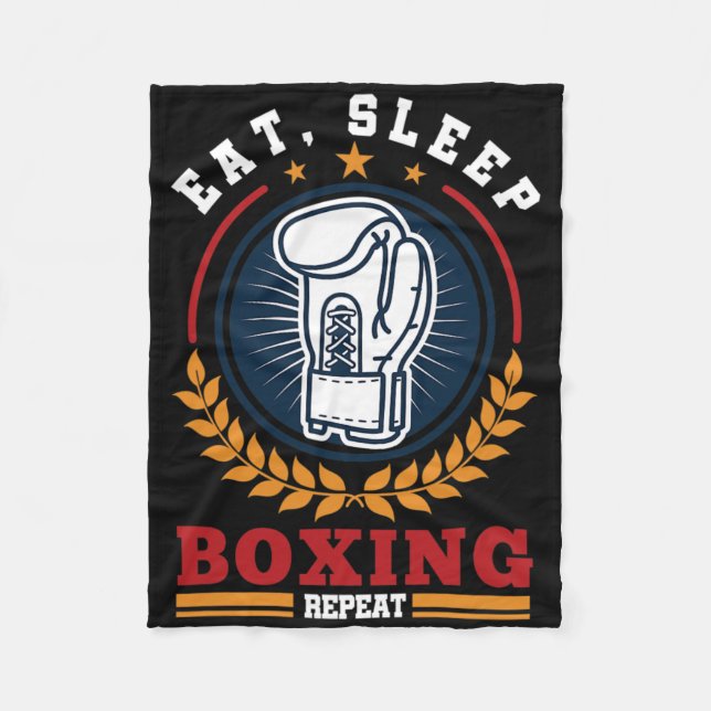 Eat Sleep Boxing Repeat Mma Kickboxing Boxer  Fleece Blanket (Front)