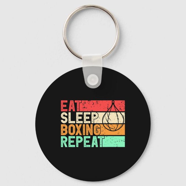 Eat Sleep Boxing Repeat Retro Mma Fighter Kickboxi Key Ring (Front)