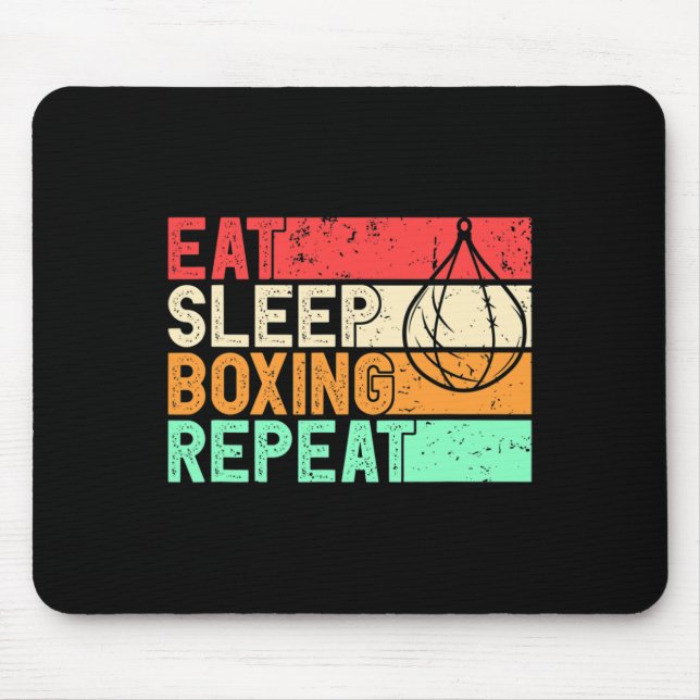 Eat Sleep Boxing Repeat Retro Mma Fighter Kickboxi Mouse Pad (Front)