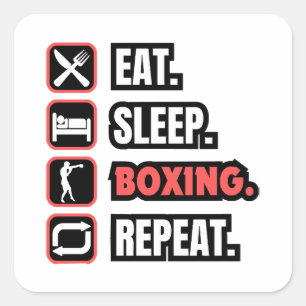 Eat Sleep Boxing Repeat Square Sticker
