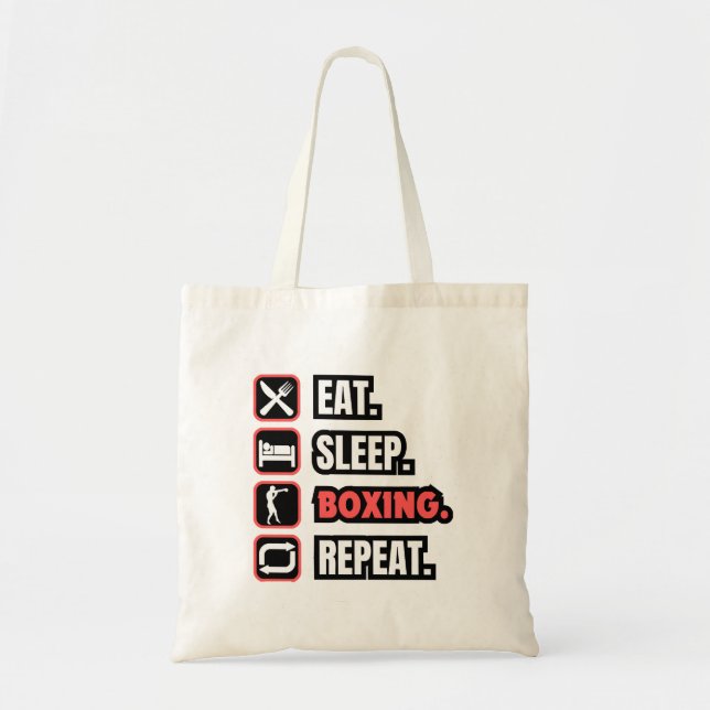 Eat Sleep Boxing Repeat Tote Bag (Front)