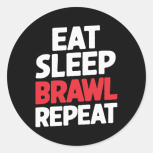 Eat Sleep Brawl Repeat Funny Stars Video Gamer  Classic Round Sticker