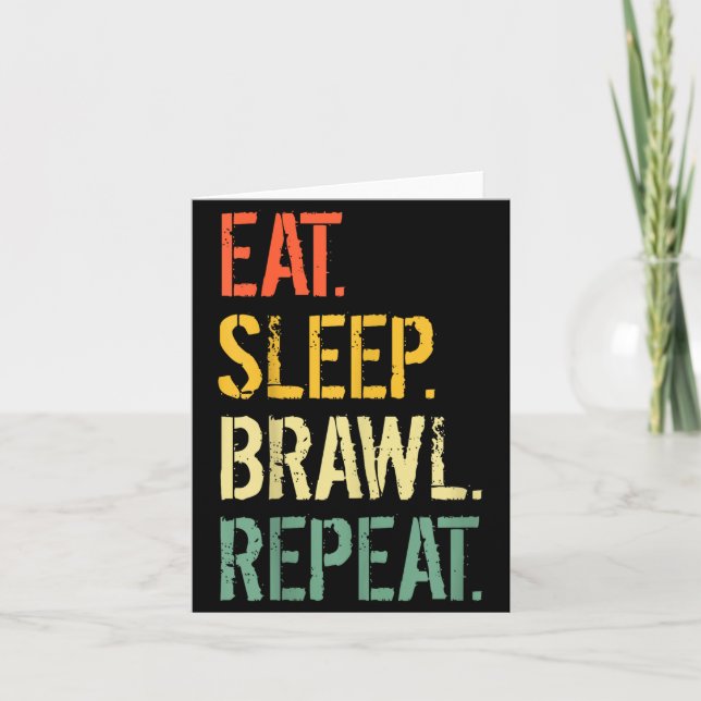 Eat Sleep Brawl Repeat Stars Funny Video Gamer Gam Card (Front)