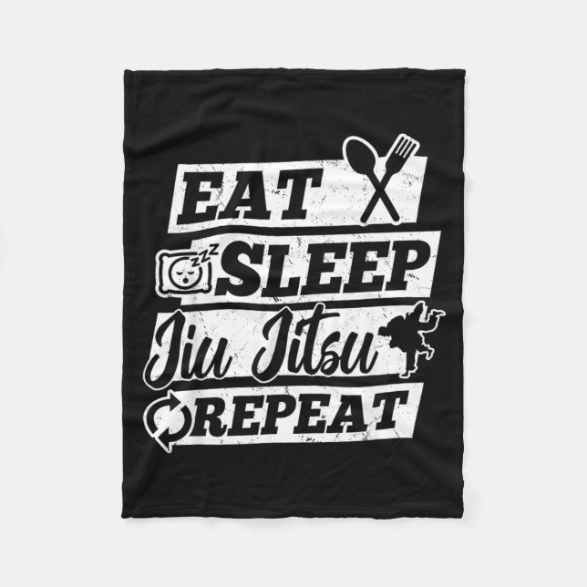 Eat Sleep Brazilian Jiu Jitsu Repeat Fleece Blanket (Front)