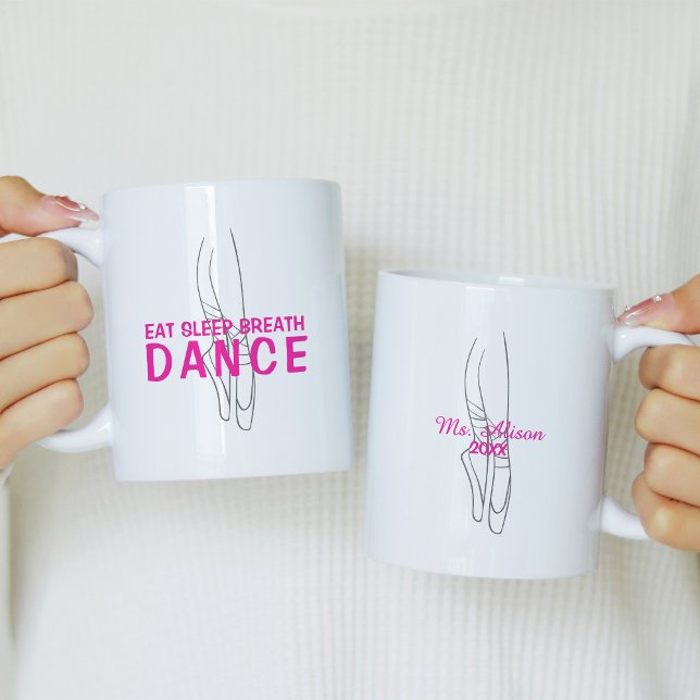 Eat Sleep Breath Dance Pink and White Coffee Mug (Creator Uploaded)
