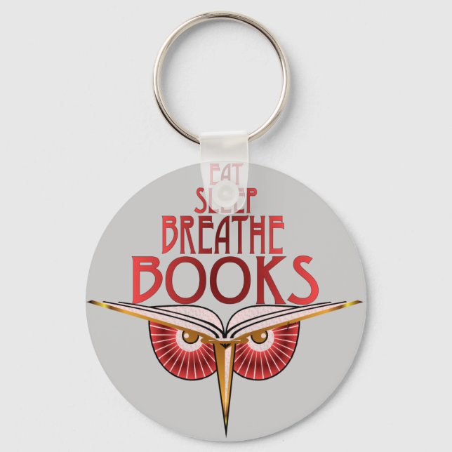 Eat Sleep Breathe Books Keychain (Front)