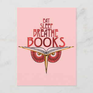 Eat Sleep Breathe Books Postcard