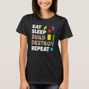 Eat Sleep Build Destroy Repeat Briks Builder Boys T-Shirt