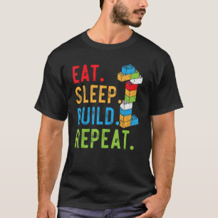 Eat Sleep Build Repeat Master Builder Bricks Block T-Shirt