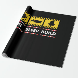 Eat Sleep Build Toy Brick Wrapping Paper