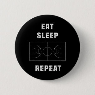 Eat Sleep Bysketbyll Repeat 6 Cm Round Badge