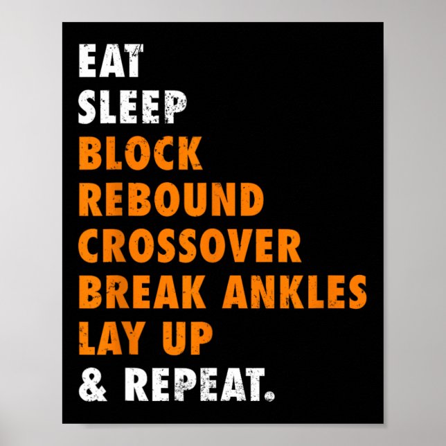 Eat Sleep Bysketbyll Repeat Fun Gift For Bysketbyl Poster (Front)
