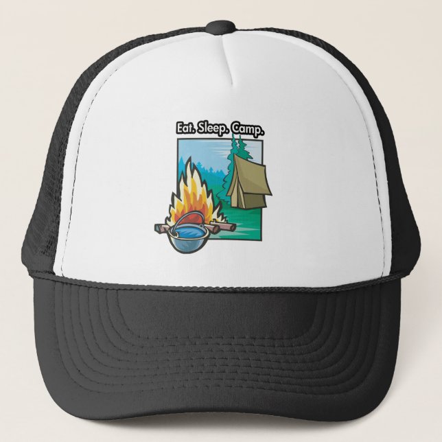 Eat, Sleep, Camp Trucker Hat (Front)