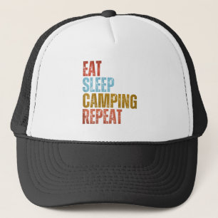 EAT SLEEP CAMPING REPEAT  TRUCKER HAT