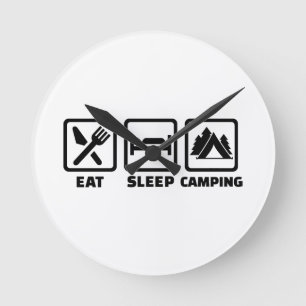 Eat sleep camping round clock