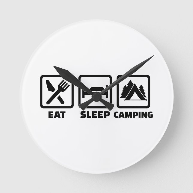 Eat sleep camping round clock (Front)