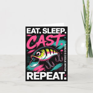 Eat Sleep Cast Repeat Fishing Lover Men Dad Christ Card