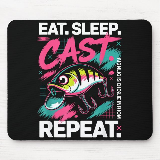 Eat Sleep Cast Repeat Fishing Lover Men Dad Christ Mouse Pad (Front)