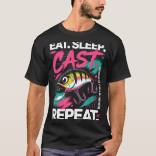 Eat Sleep Cast Repeat Fishing Lover Men Dad Christ T-Shirt