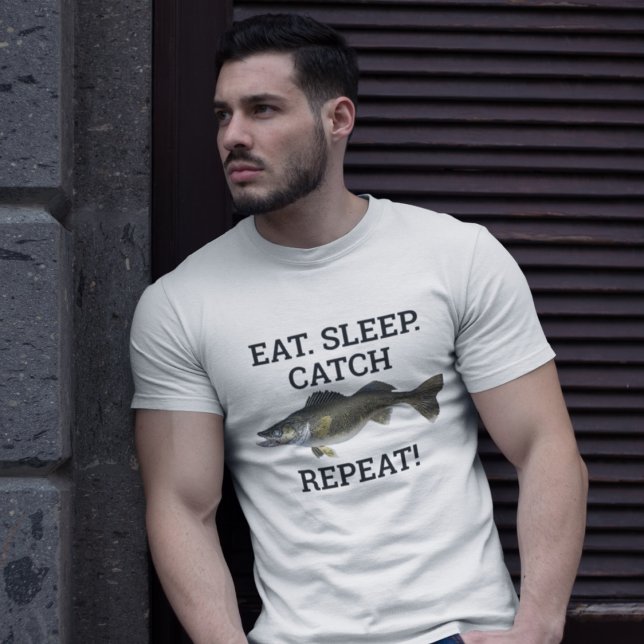 Eat Sleep Catch Walleye Funny Fishing Angler T-Shirt (Eat. Sleep. Catch Walleye Repeat! A funny fishing shirt for an avid walleye angler.)