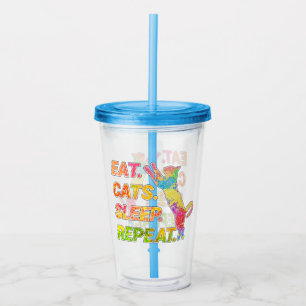 Eat, Sleep, Cats, Repeat Acrylic Tumbler