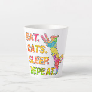 Eat, Sleep, Cats, Repeat – Colourful Cat Lover Latte Mug