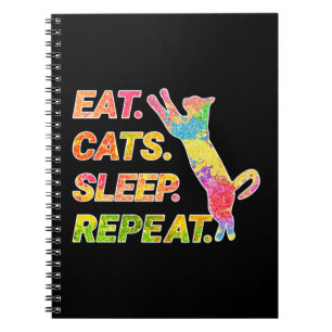 Eat, Sleep, Cats, Repeat – Colourful Cat Lover Notebook