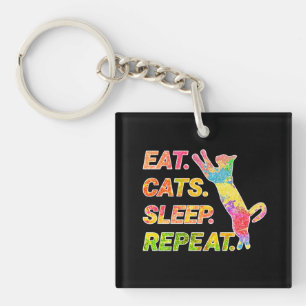 Eat, Sleep, Cats, Repeat Key Ring
