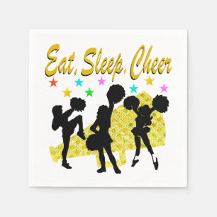 EAT, SLEEP, CHEER GOLD CHEERLEADING DESIGN NAPKIN