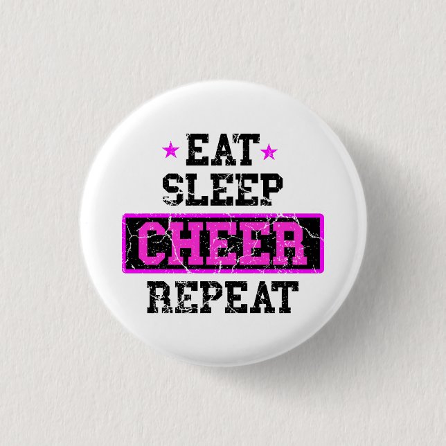 Eat Sleep Cheer Repeat Cheerleader Button (Front)