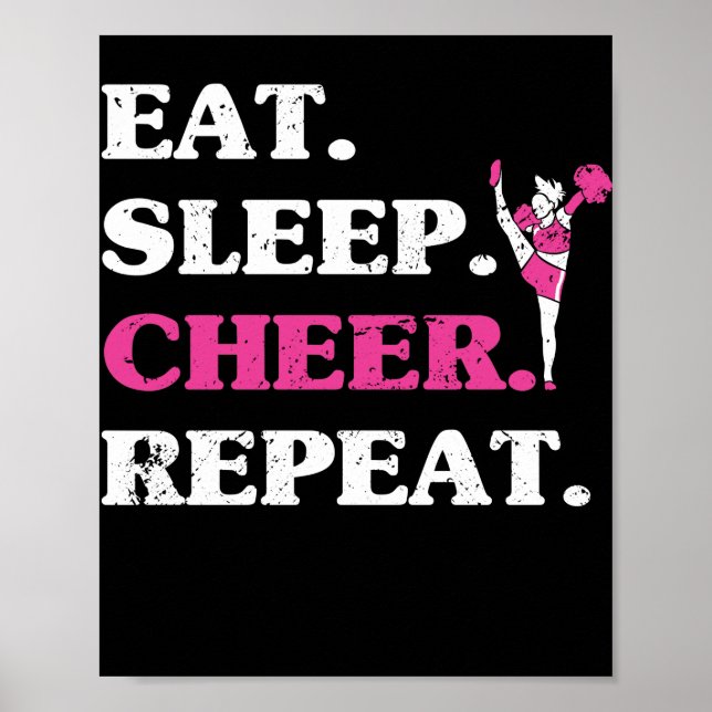 Eat Sleep Cheer Repeat Cheerleader Fan Lover Poster (Front)